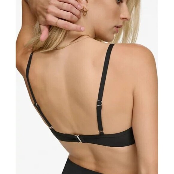Calvin Klein Pleated Underwire Bikini Top, Black, M - Picture 4 of 5